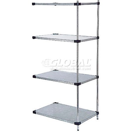 NEXEL Galvanized Steel, 5 Tier, Solid Shelving Add-On Unit, 24Wx18Dx86H A18248SZ5
